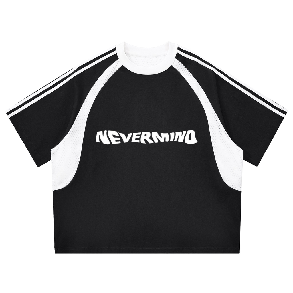 Contrast Stripes Panel Mesh T-shirt