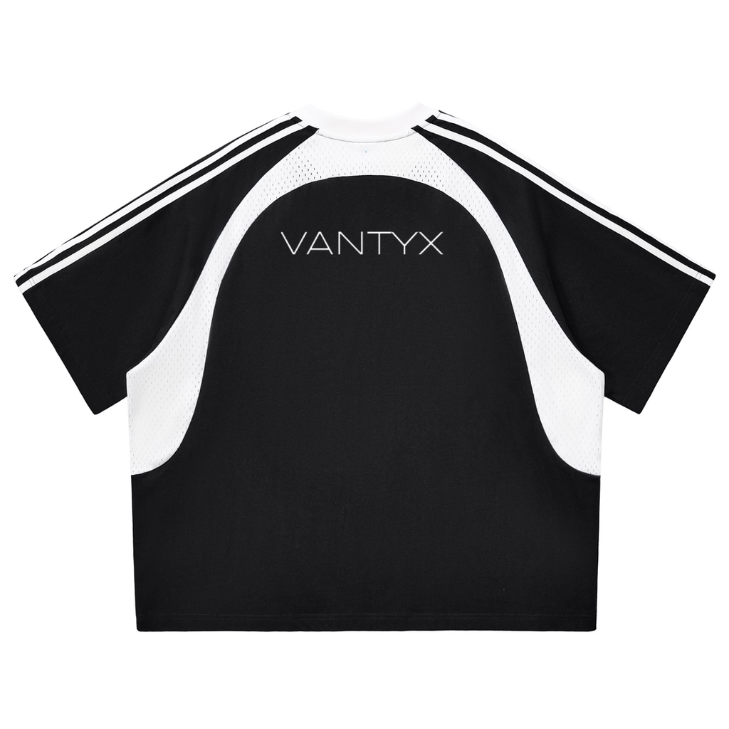 Contrast Stripes Panel Mesh T-shirt