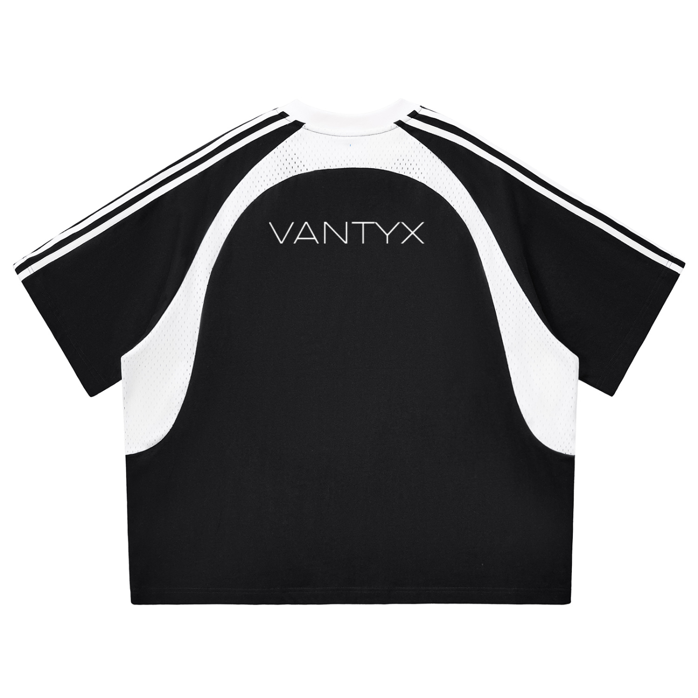 Contrast Stripes Panel Mesh T-shirt