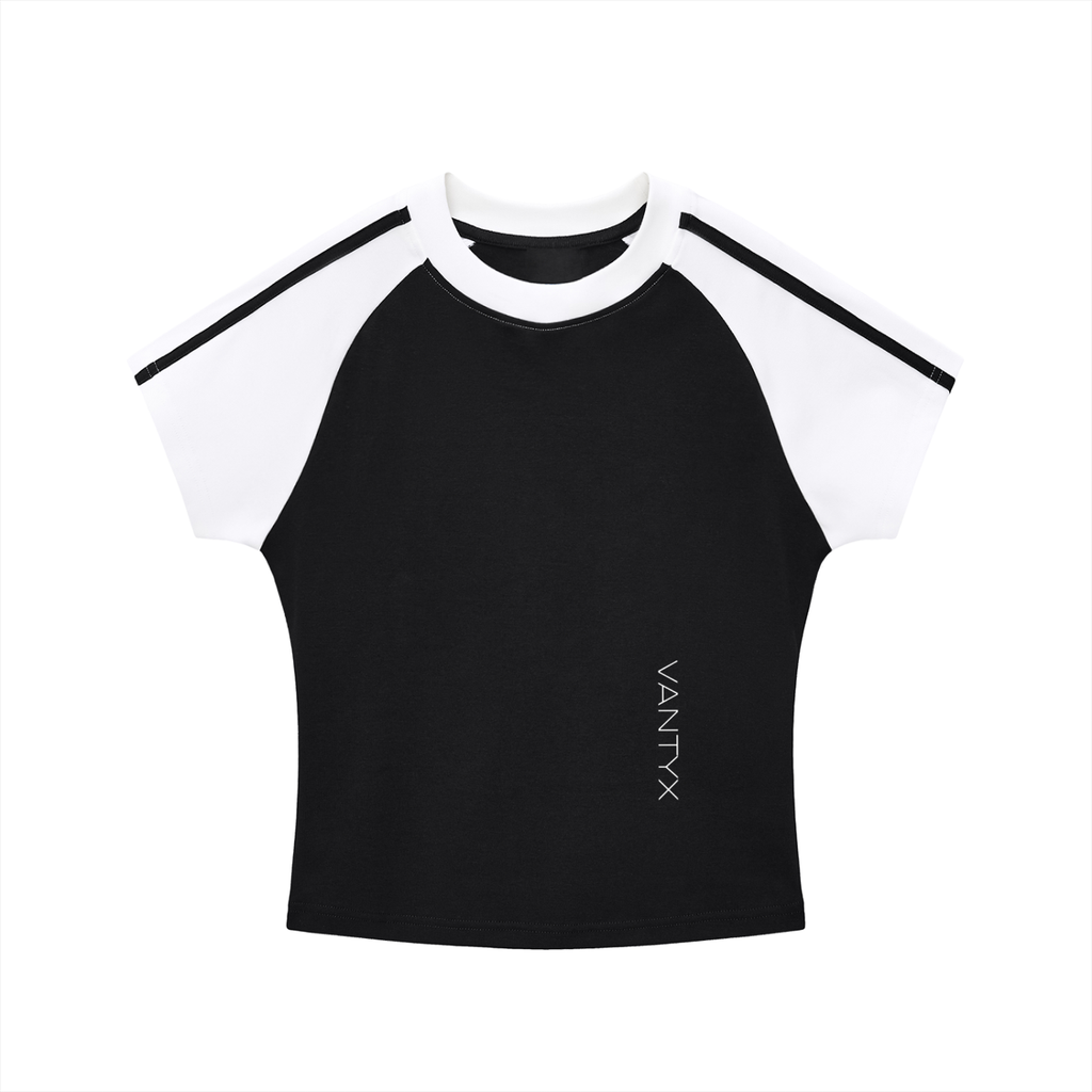 Contrast Stripes Bodycon Raglan  Sleeve T-Shirt